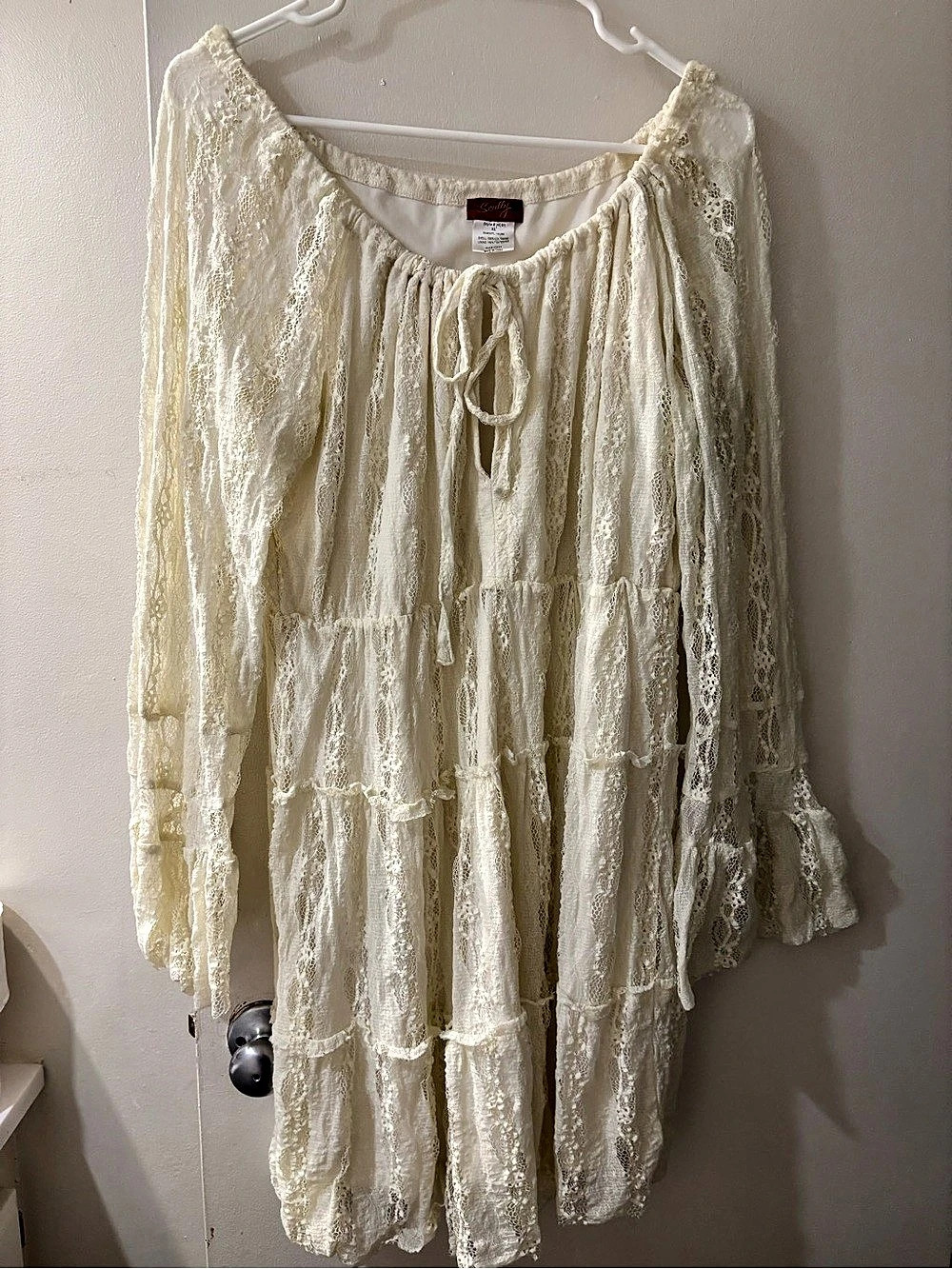 Scully Honey Creek Lace Long Sleeve Dress, Cream, XL